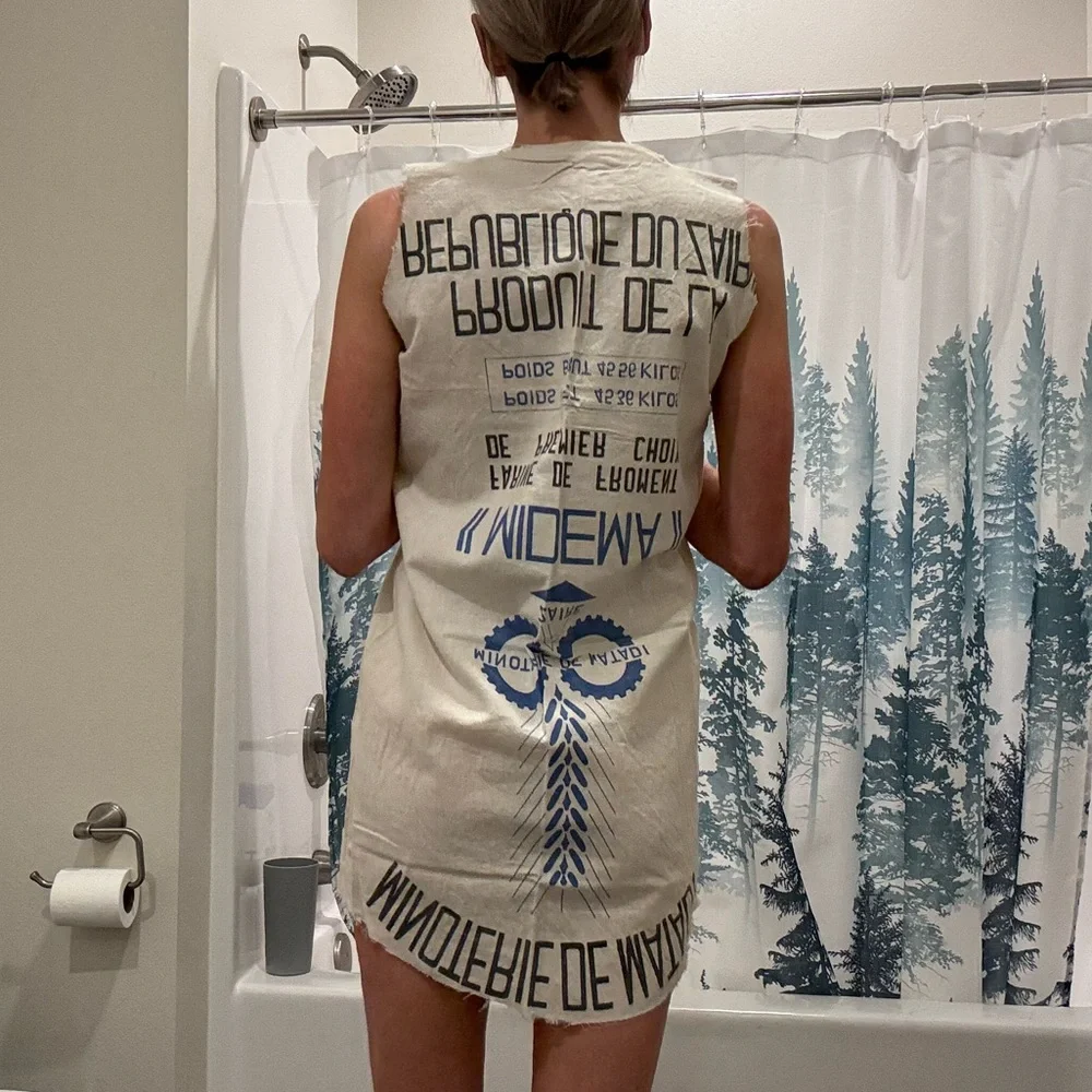 Homemade Vintage Feed-sack Dress! Fits XS-OOAK - Picture 3 of 16
